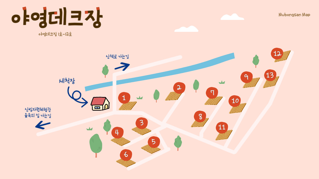 데크 1번 상품 상세에 게시된 야영데크 배치도